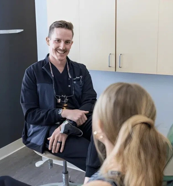 Dentist discussing sedation options with a patient at 7 North Dental